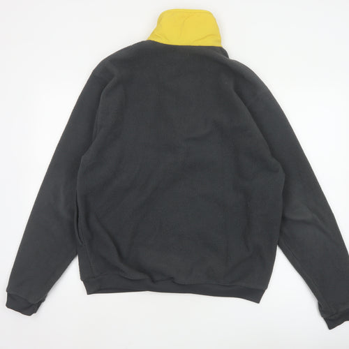 adidas Men's Black Yellow Fleece 1/4 Zip Pullover Sweatshirt S