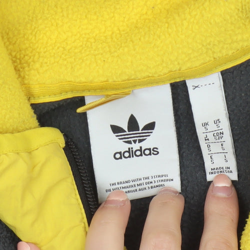 adidas Men's Black Yellow Fleece 1/4 Zip Pullover Sweatshirt S
