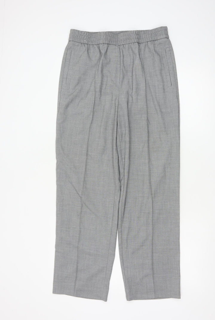 Next Women’s Grey Elastic Waist Pleated Straight Trousers Size 12L