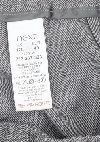 Next Women’s Grey Elastic Waist Pleated Straight Trousers Size 12L