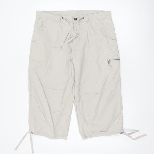 Kangol Women's Beige Linen Cargo Shorts M Lightweight Casual