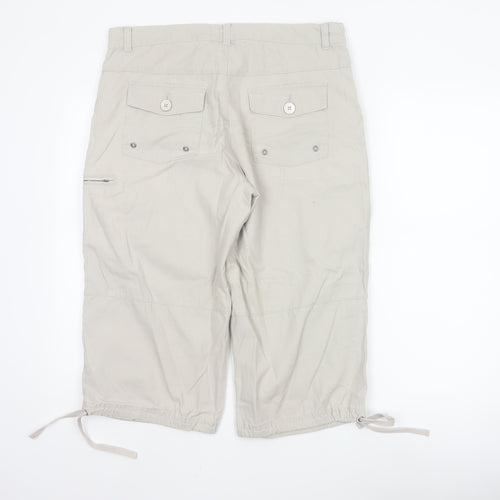Kangol Women's Beige Linen Cargo Shorts M Lightweight Casual