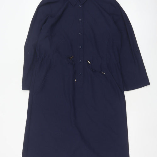French Connection Women’s Navy Blue Collared Shirt Dress Size 6