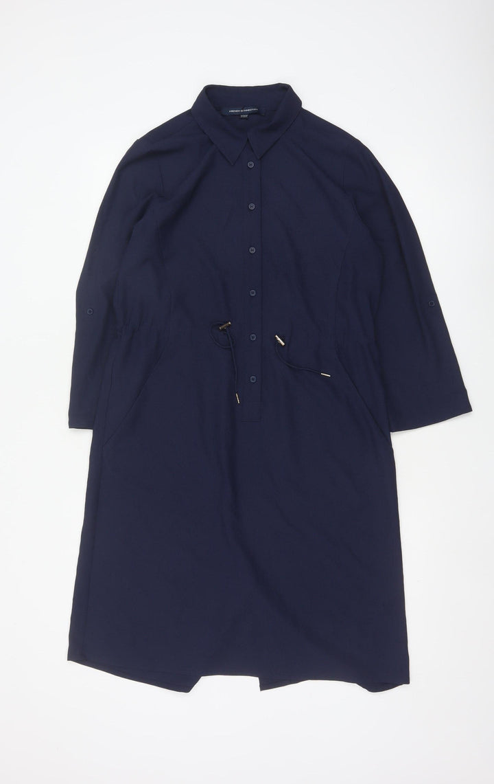 French Connection Women’s Navy Blue Collared Shirt Dress Size 6