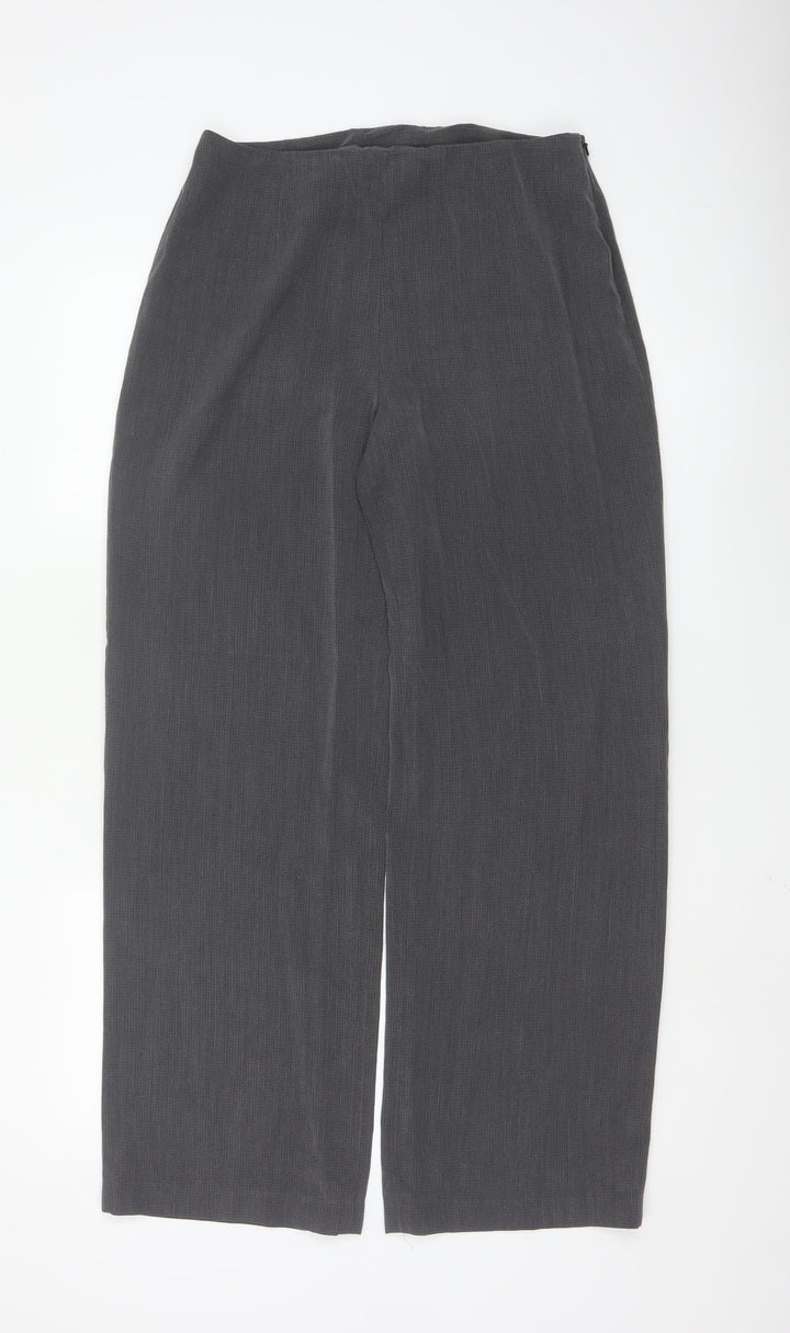 Next Women Grey Wide-Leg Dress Trousers Size 12 Regular