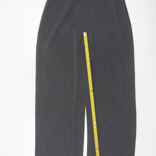 Next Women Grey Wide-Leg Dress Trousers Size 12 Regular