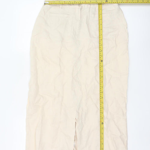 Dash Women Beige Linen Blend Midi Pencil Skirt Size 12