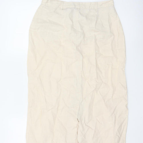 Dash Women Beige Linen Blend Midi Pencil Skirt Size 12