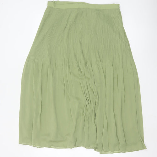 Marks and Spencer Women Green Pleated Midi Skirt Size 14