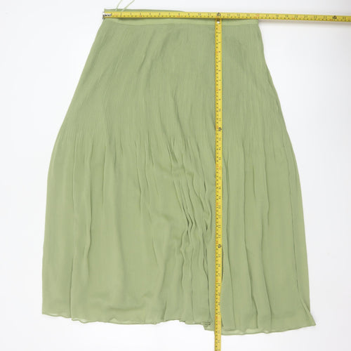Marks and Spencer Women Green Pleated Midi Skirt Size 14