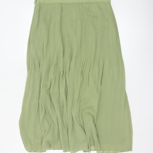 Marks and Spencer Women Green Pleated Midi Skirt Size 14