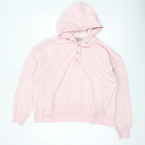 Oliver Bonas Womens Pink Henley Hoodie UK 10 Cotton Blend Casual