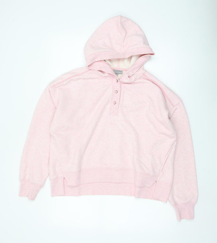 Oliver Bonas Womens Pink Henley Hoodie UK 10 Cotton Blend Casual