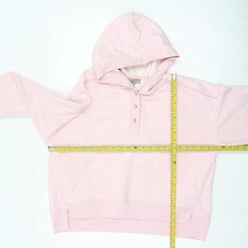Oliver Bonas Womens Pink Henley Hoodie UK 10 Cotton Blend Casual