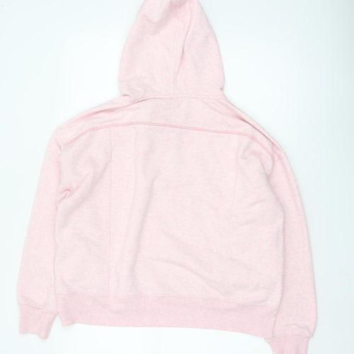 Oliver Bonas Womens Pink Henley Hoodie UK 10 Cotton Blend Casual