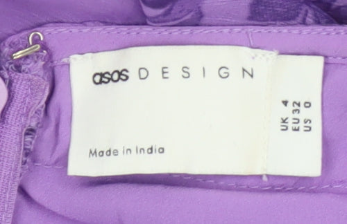 ASOS DESIGN Women’s Purple Floral Cut Out Chiffon Mini Dress Size 4