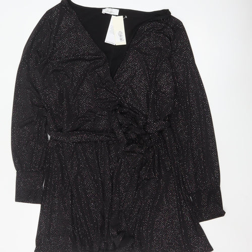 Yours Womens Black Wrap Blouse Size 26-28 Plus Long Sleeve