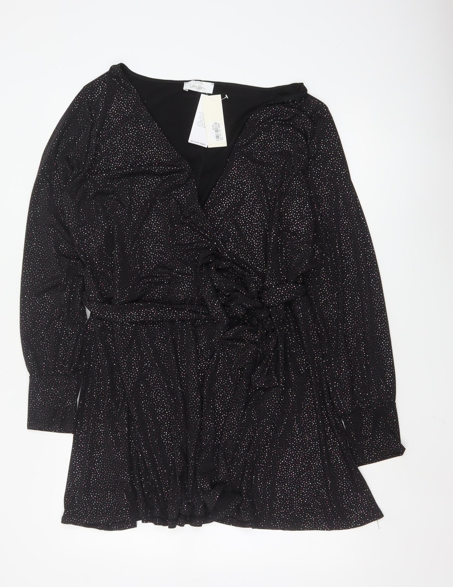 Yours Womens Black Wrap Blouse Size 26-28 Plus Long Sleeve