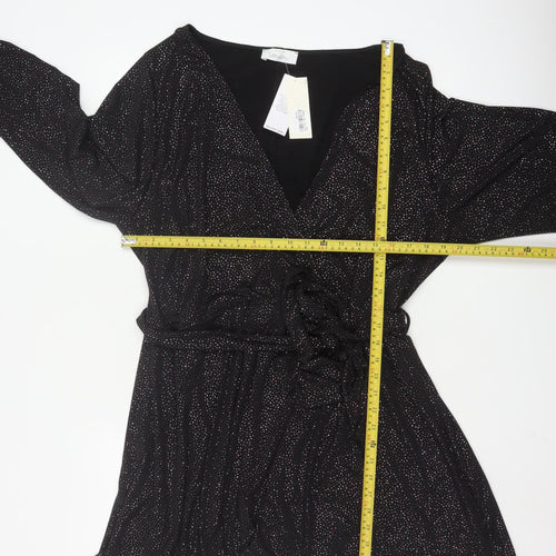Yours Womens Black Wrap Blouse Size 26-28 Plus Long Sleeve