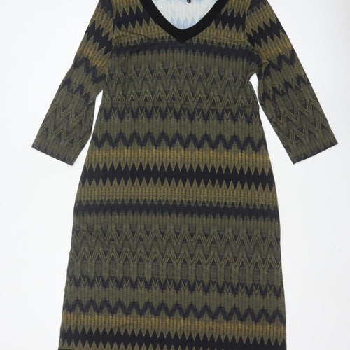 Yest Women’s Multicoloured Chevron Knit Shift Dress Size 12