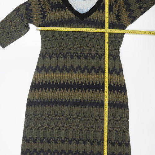 Yest Women’s Multicoloured Chevron Knit Shift Dress Size 12