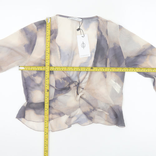 Stradivarius Womens Multicoloured Chiffon Cropped Blouse Size 12