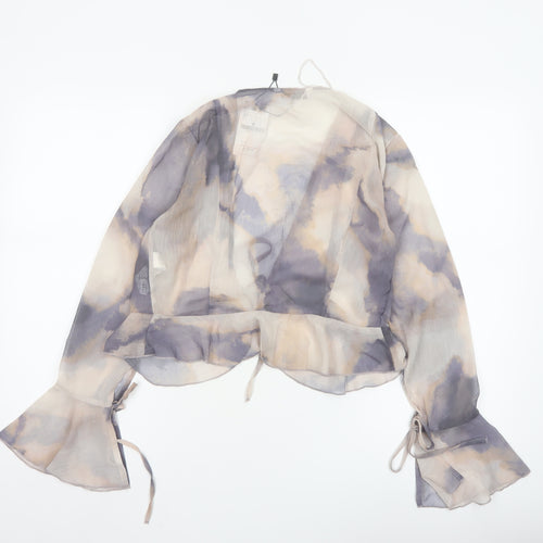 Stradivarius Womens Multicoloured Chiffon Cropped Blouse Size 12