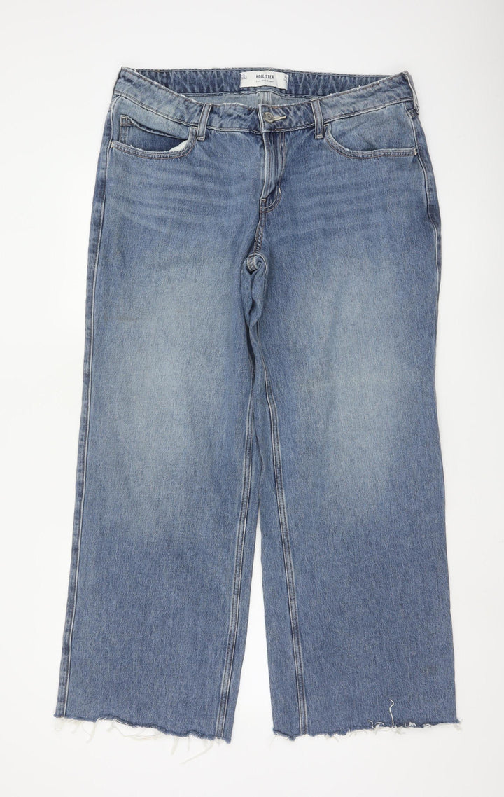 Hollister Women’s Blue Wide-Leg Low-Rise Baggy Jeans Size 12L