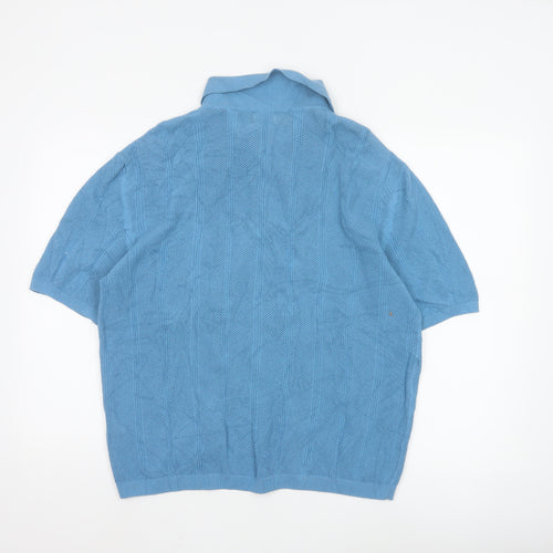 BDG Blue Cotton Collared Short Sleeve Button Knit Cardigan Jumper M