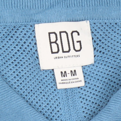 BDG Blue Cotton Collared Short Sleeve Button Knit Cardigan Jumper M