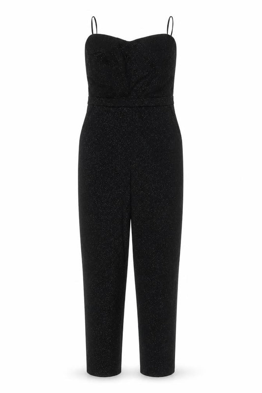 Topshop Womens Black Glitter Strapless Jumpsuit Size 8 Partywear