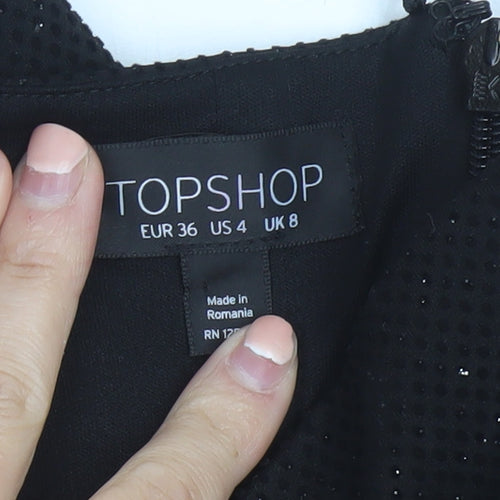 Topshop Womens Black Glitter Strapless Jumpsuit Size 8 Partywear