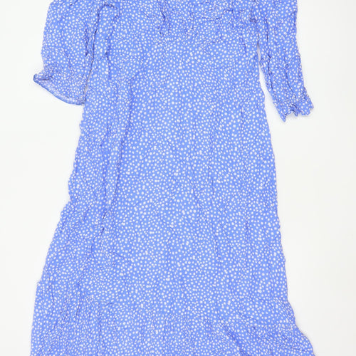 Nobody's Child Women's Blue Polka Dot A-Line Midi Dress Size 18