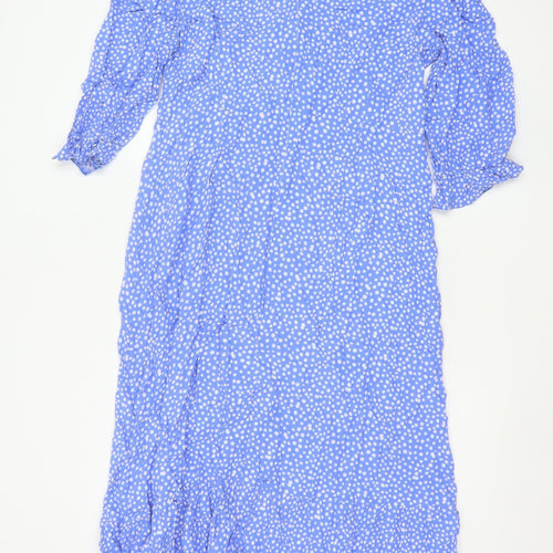 Nobody's Child Women's Blue Polka Dot A-Line Midi Dress Size 18
