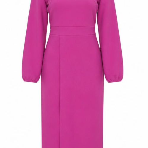Boohoo Women Pink Midi Bodycon Dress Size 10 Long Sleeve Square Neck