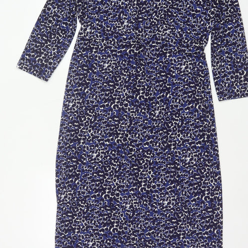 Joules Women Blue Animal Print Shift Dress Size 14 3/4 Sleeve