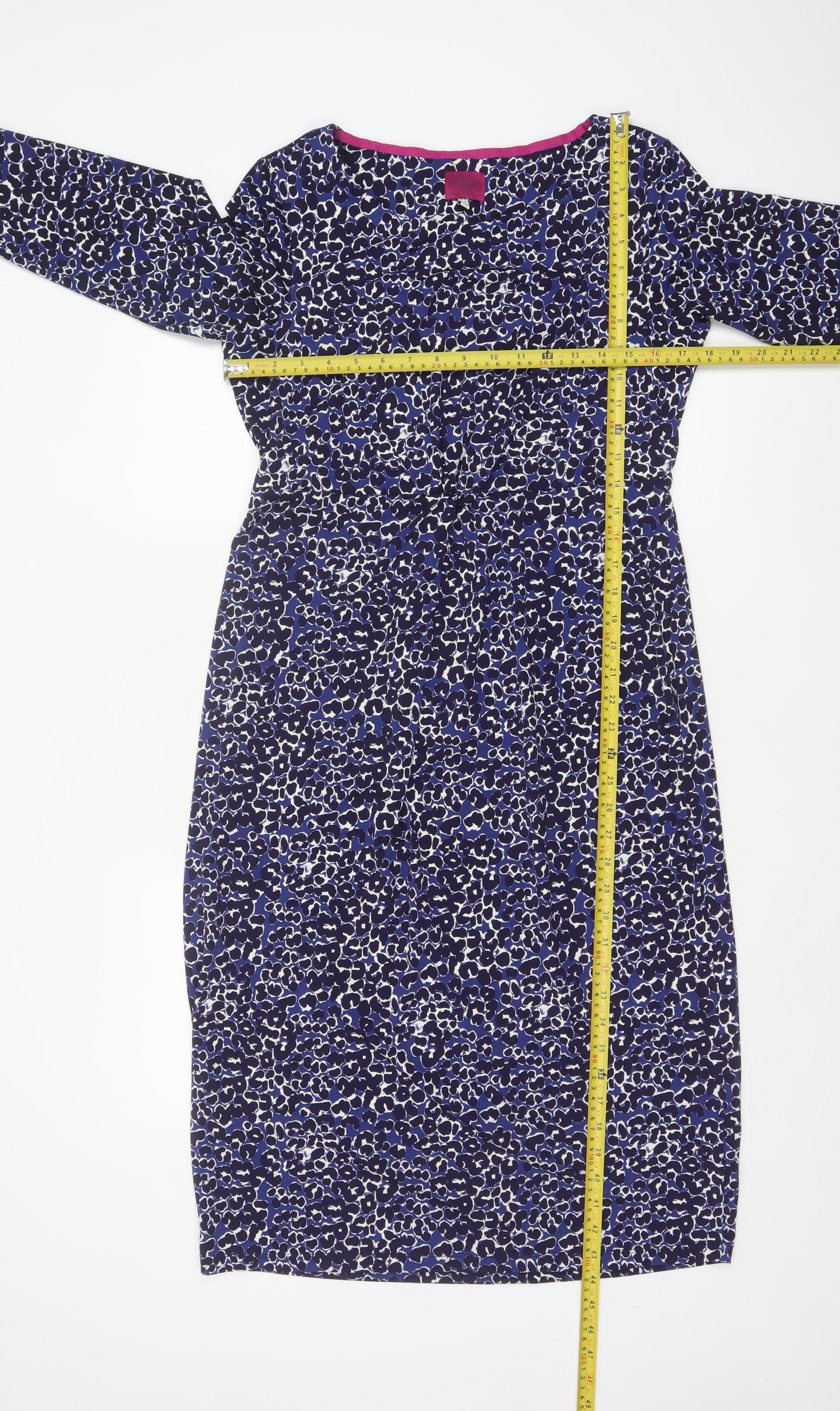 Joules Women Blue Animal Print Shift Dress Size 14 3/4 Sleeve