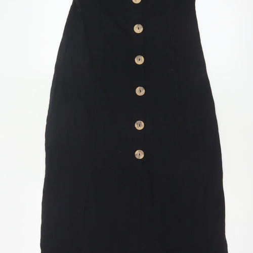 ASOS Womens Black Size 12 Sleeveless Button Midi Slip Dress