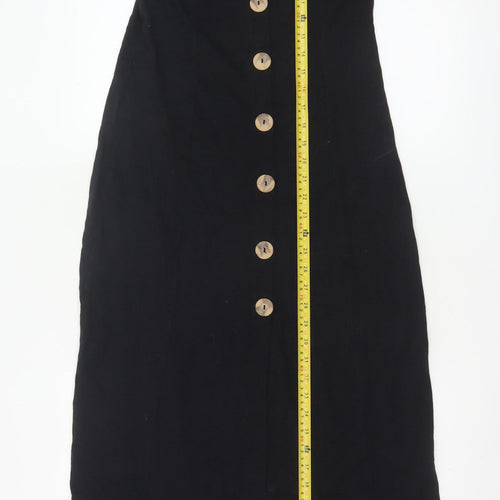 ASOS Womens Black Size 12 Sleeveless Button Midi Slip Dress