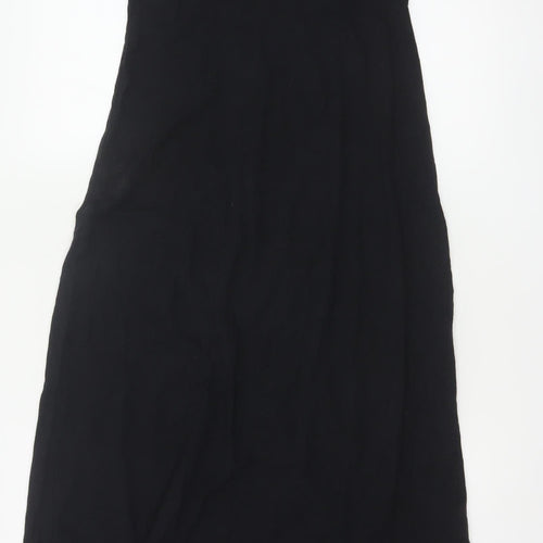 ASOS Womens Black Size 12 Sleeveless Button Midi Slip Dress