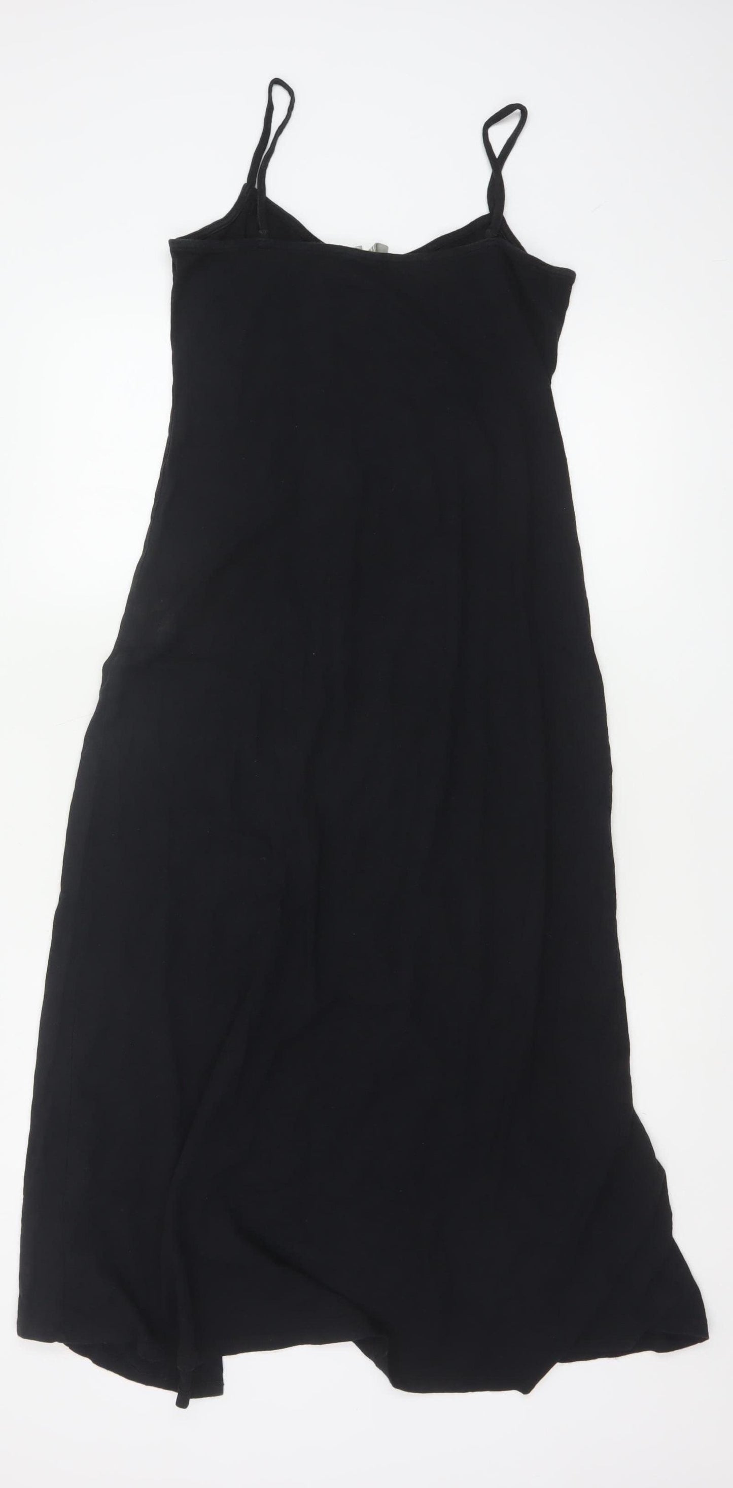 ASOS Womens Black Size 12 Sleeveless Button Midi Slip Dress