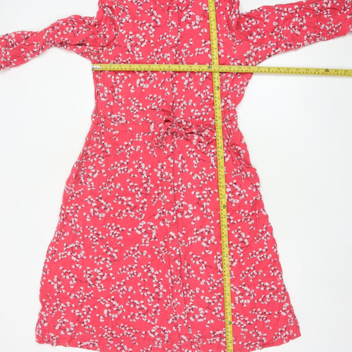 Joules Women Red Floral Viscose Shirt Dress Size 10