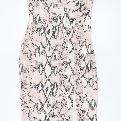 New Look Womens Pink Snake Print Bodycon Dress Size 14