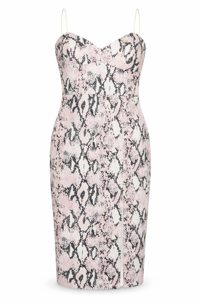 New Look Womens Pink Snake Print Bodycon Dress Size 14