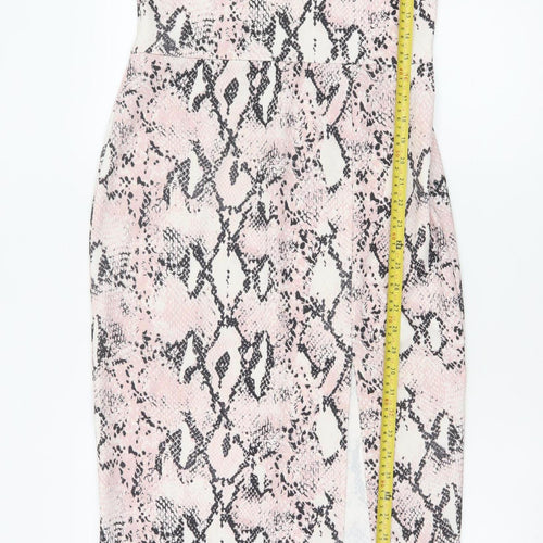 New Look Womens Pink Snake Print Bodycon Dress Size 14