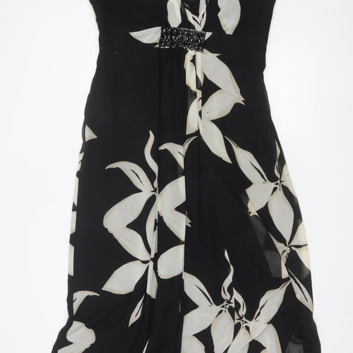 Jacques Vert Women's Black Floral Beaded Midi Dress Size 20