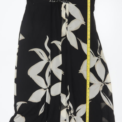 Jacques Vert Women's Black Floral Beaded Midi Dress Size 20