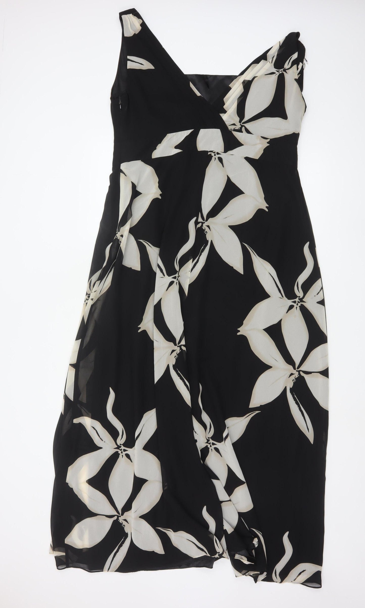Jacques Vert Women's Black Floral Beaded Midi Dress Size 20