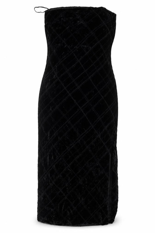 Front view of Brooks Brothers Women’s Black Velvet Sheath Dress, size UK 14, Formal