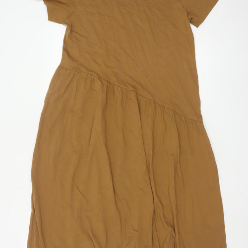 Marks and Spencer Women’s Brown Cotton Midi T-Shirt Dress Size 14